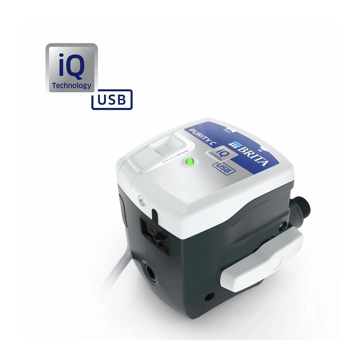 tête de filtre BRITA PURITY C dotée de Technologie iQ et d'une connectivité USB.