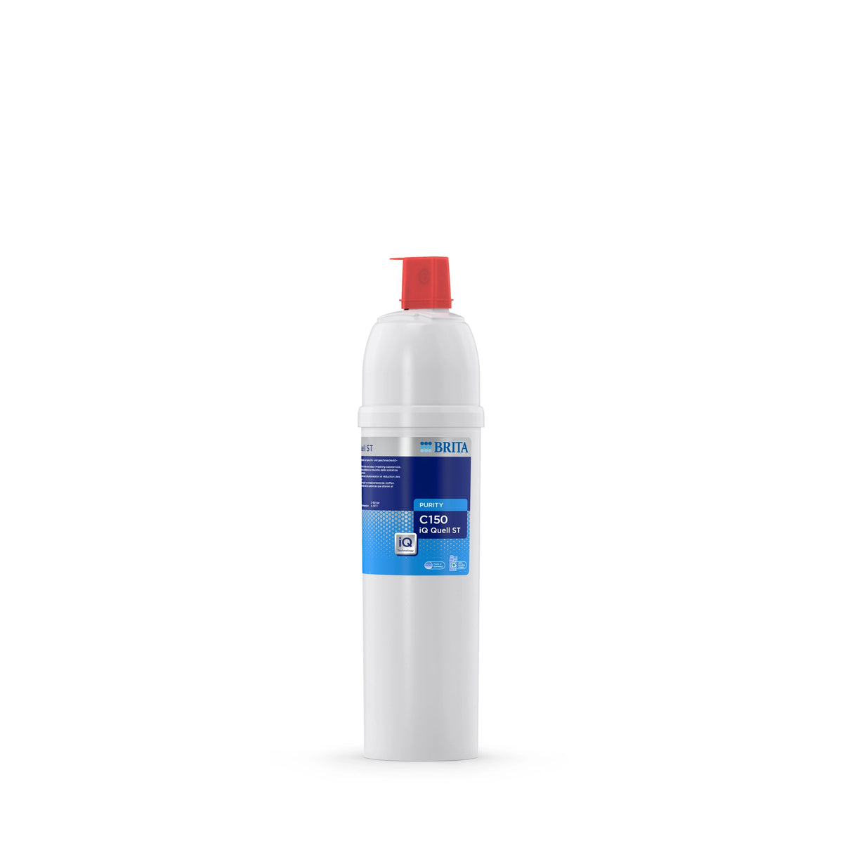 cartouche filtrante BRITA PURITY C150 iQ Quell ST sur fond blanc.